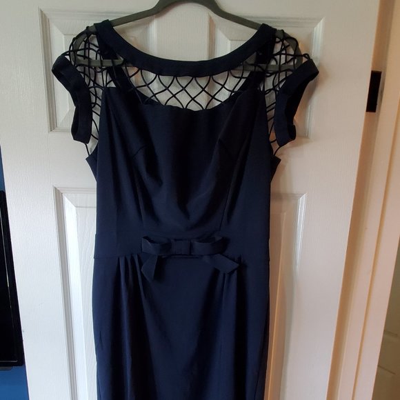 Tatyana Black Dress with Mesh Detail - Picture 3 of 12